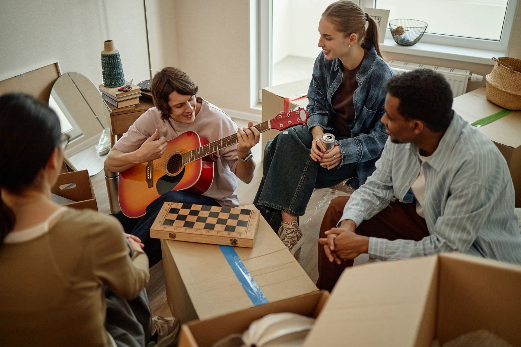 Creative team collaborating around music project