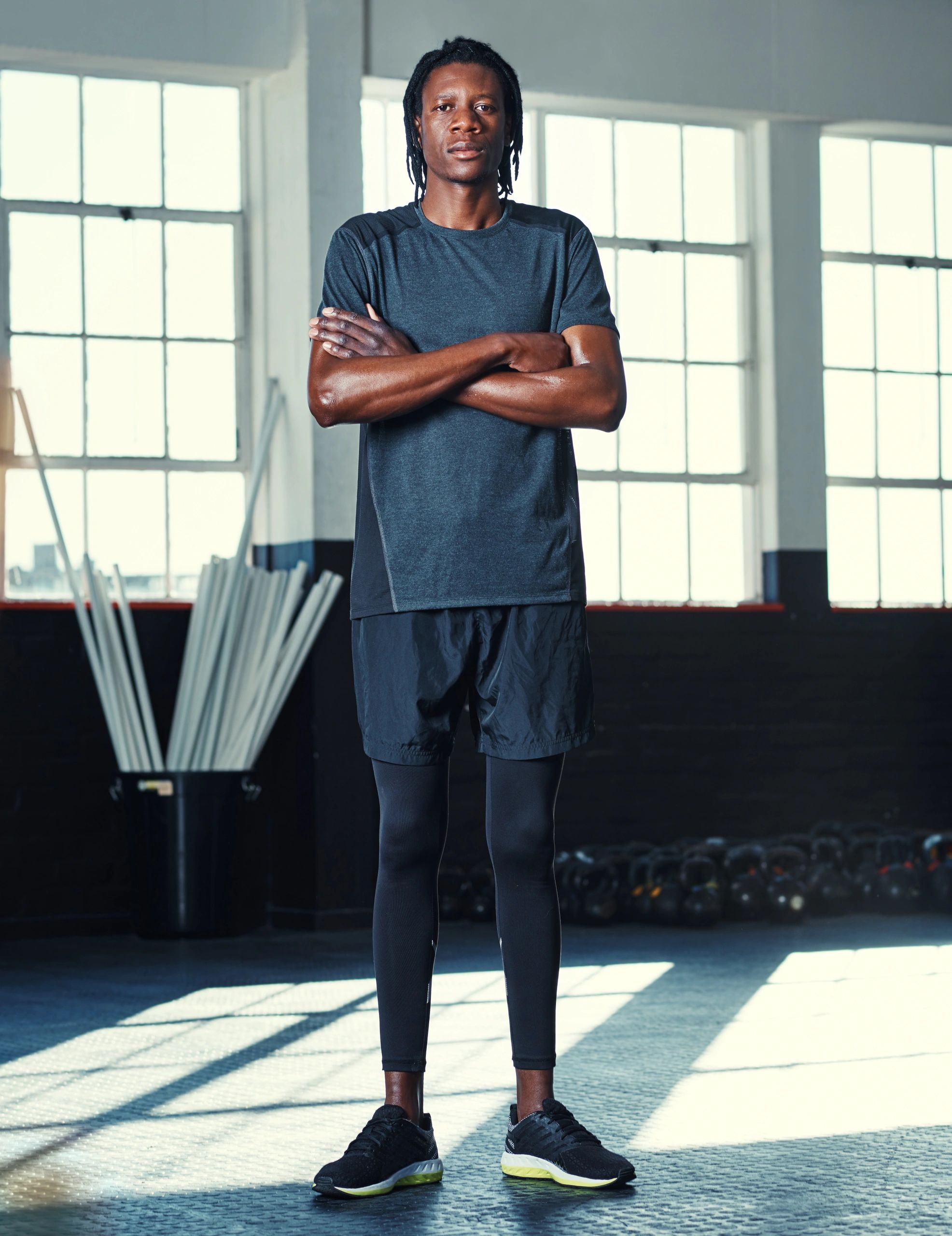 Professional athlete portrait in a gym